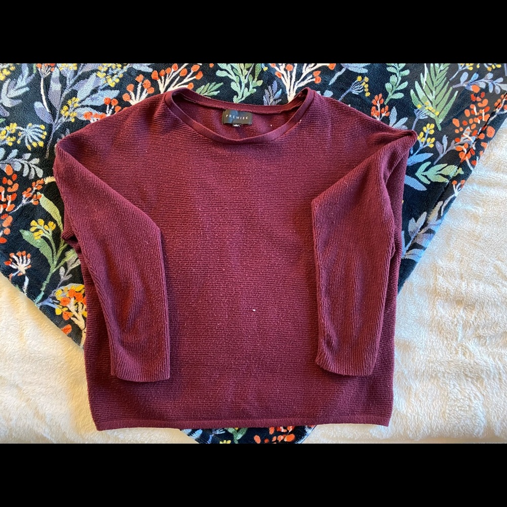 Premise burgundy warm sweater Small S Work casual vintage cute dark red